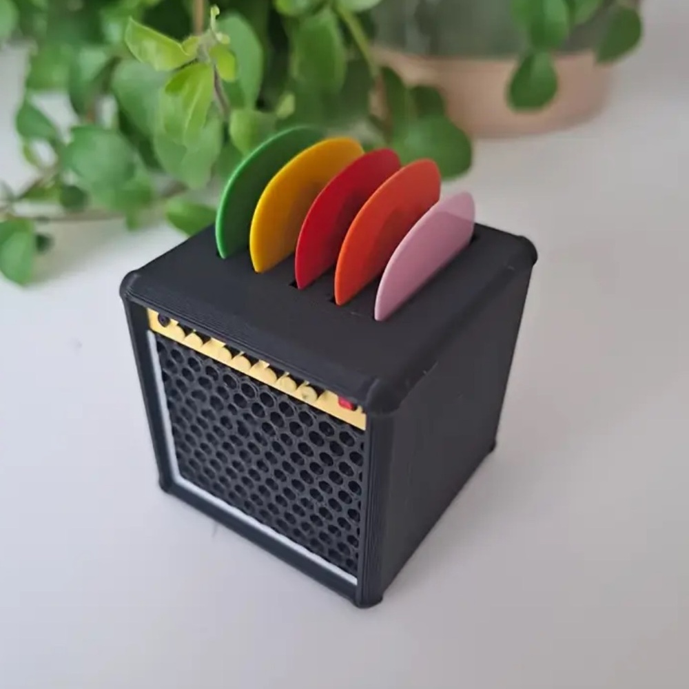 Guitar Pick Holder, Black Mini Amplifier with Colorful Picks, NEW, Pick Holder - Picture 2 of 4